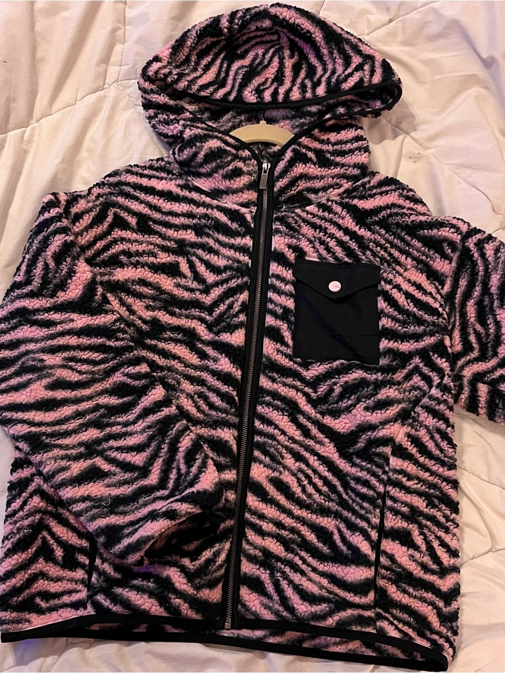 UGG Pink & Black Zebra Fleece Hooded Jacket